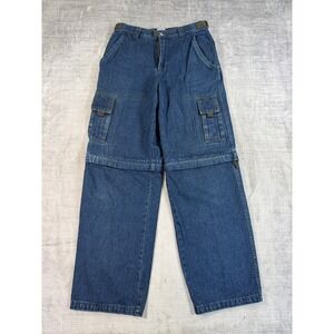 Emergency Exit Jeans Womens 30W Blue Y2K Zip Off Convertible Cargo Wide Leg
